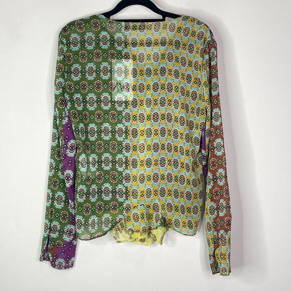 New Zara Boho Whimsy Goth Scarf Y2K Semi Sheer Jeweled Blouse Women's Size Small - Picture 6 of 7